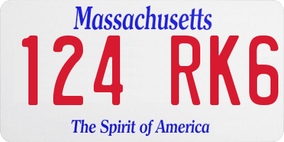 MA license plate 124RK6