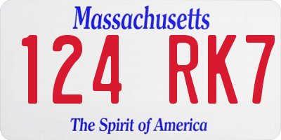 MA license plate 124RK7