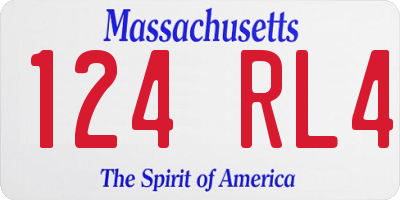 MA license plate 124RL4