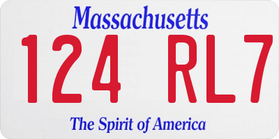 MA license plate 124RL7