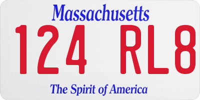 MA license plate 124RL8