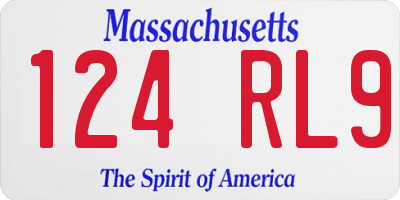 MA license plate 124RL9