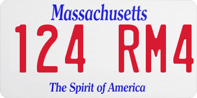 MA license plate 124RM4