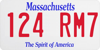 MA license plate 124RM7