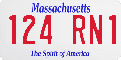 MA license plate 124RN1