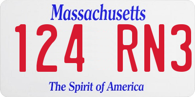 MA license plate 124RN3
