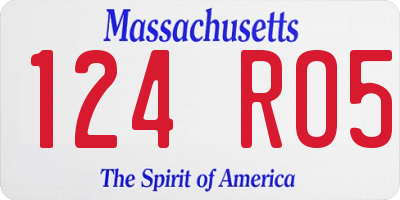 MA license plate 124RO5