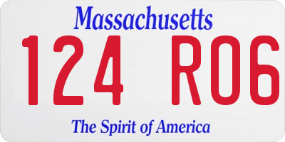 MA license plate 124RO6