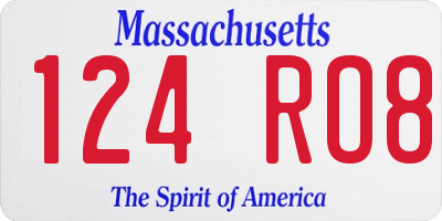 MA license plate 124RO8