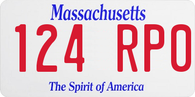 MA license plate 124RP0