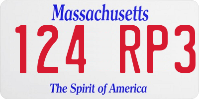 MA license plate 124RP3