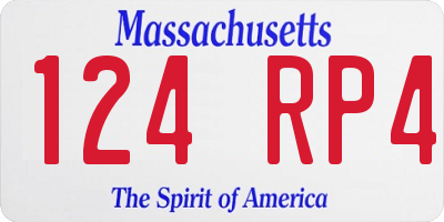 MA license plate 124RP4