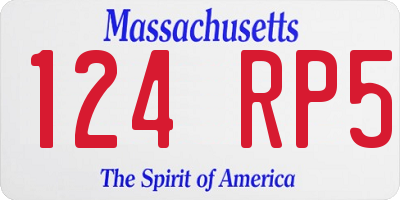 MA license plate 124RP5