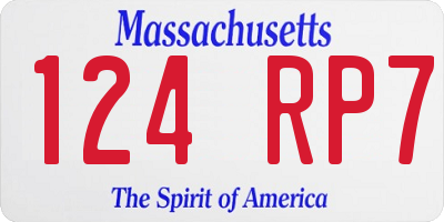 MA license plate 124RP7
