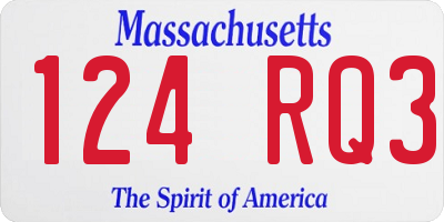 MA license plate 124RQ3