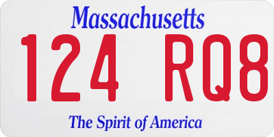 MA license plate 124RQ8