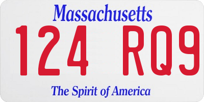 MA license plate 124RQ9