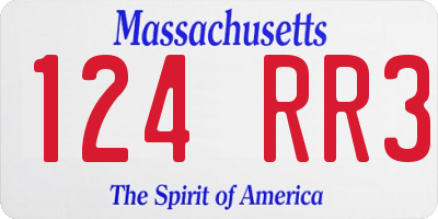 MA license plate 124RR3