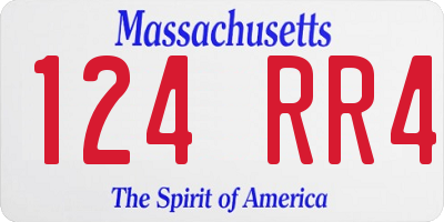 MA license plate 124RR4