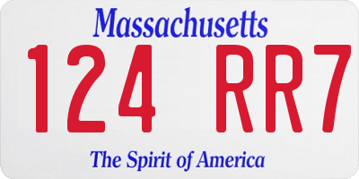 MA license plate 124RR7