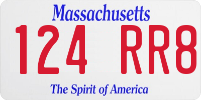 MA license plate 124RR8