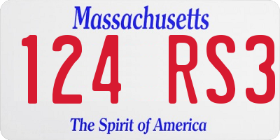 MA license plate 124RS3