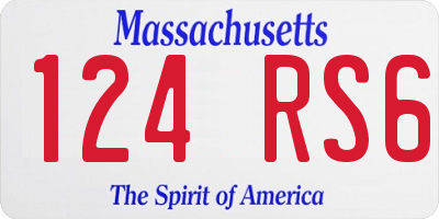 MA license plate 124RS6
