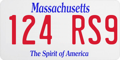 MA license plate 124RS9