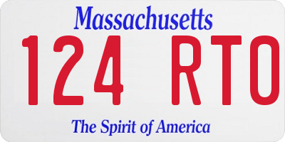 MA license plate 124RT0
