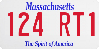 MA license plate 124RT1