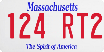 MA license plate 124RT2