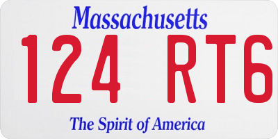 MA license plate 124RT6