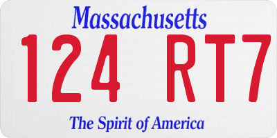MA license plate 124RT7