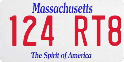 MA license plate 124RT8