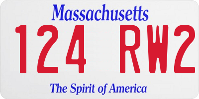 MA license plate 124RW2