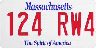 MA license plate 124RW4