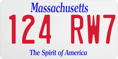 MA license plate 124RW7