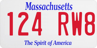 MA license plate 124RW8