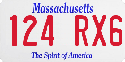 MA license plate 124RX6