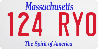 MA license plate 124RY0