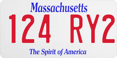 MA license plate 124RY2