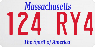 MA license plate 124RY4