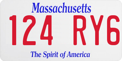 MA license plate 124RY6
