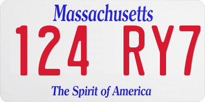 MA license plate 124RY7