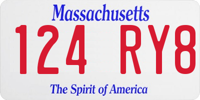 MA license plate 124RY8