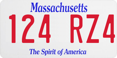 MA license plate 124RZ4