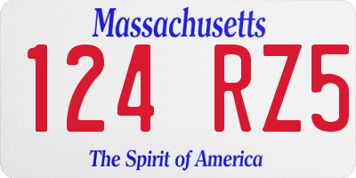 MA license plate 124RZ5