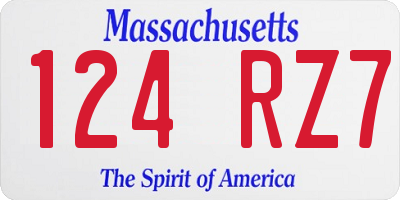 MA license plate 124RZ7
