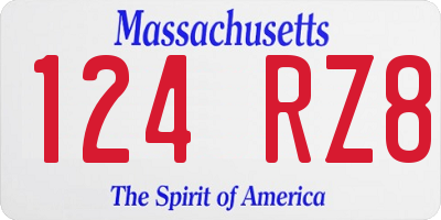 MA license plate 124RZ8