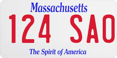 MA license plate 124SA0